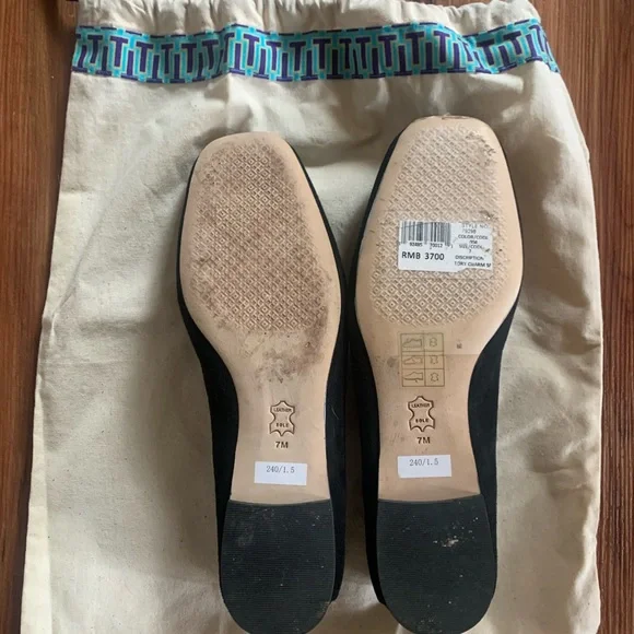 Tory Burch Black Leather Flats Timeless Style - Picture 4 of 6